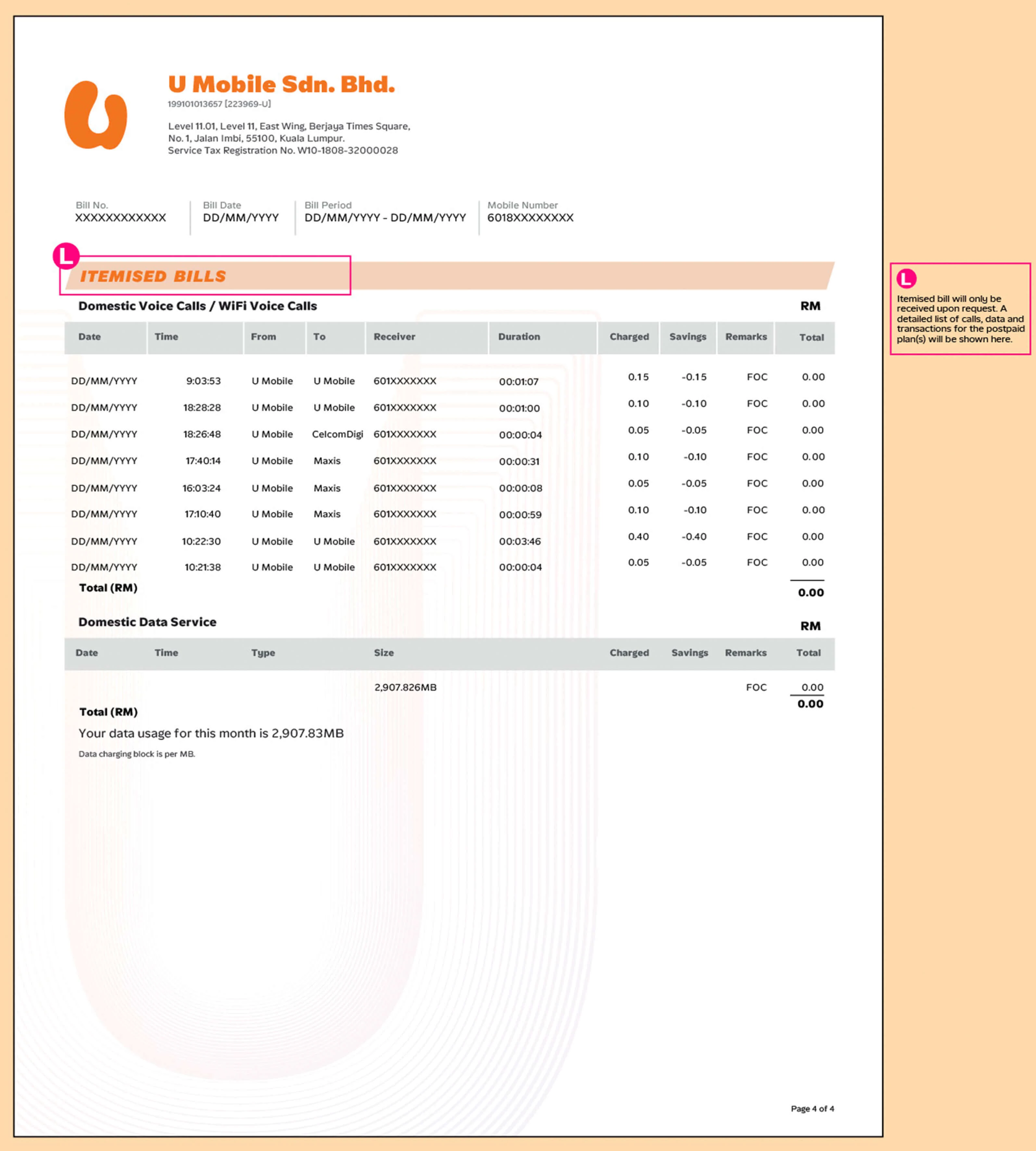 Postpaid Postpaid Bill Statment 4 Image U Mobile