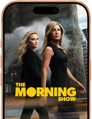An iPhone 17 Pro front screen showing the Apple TV+ series the Morning Show