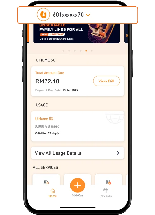 Support Switch between Account Step 1 Image U Mobile