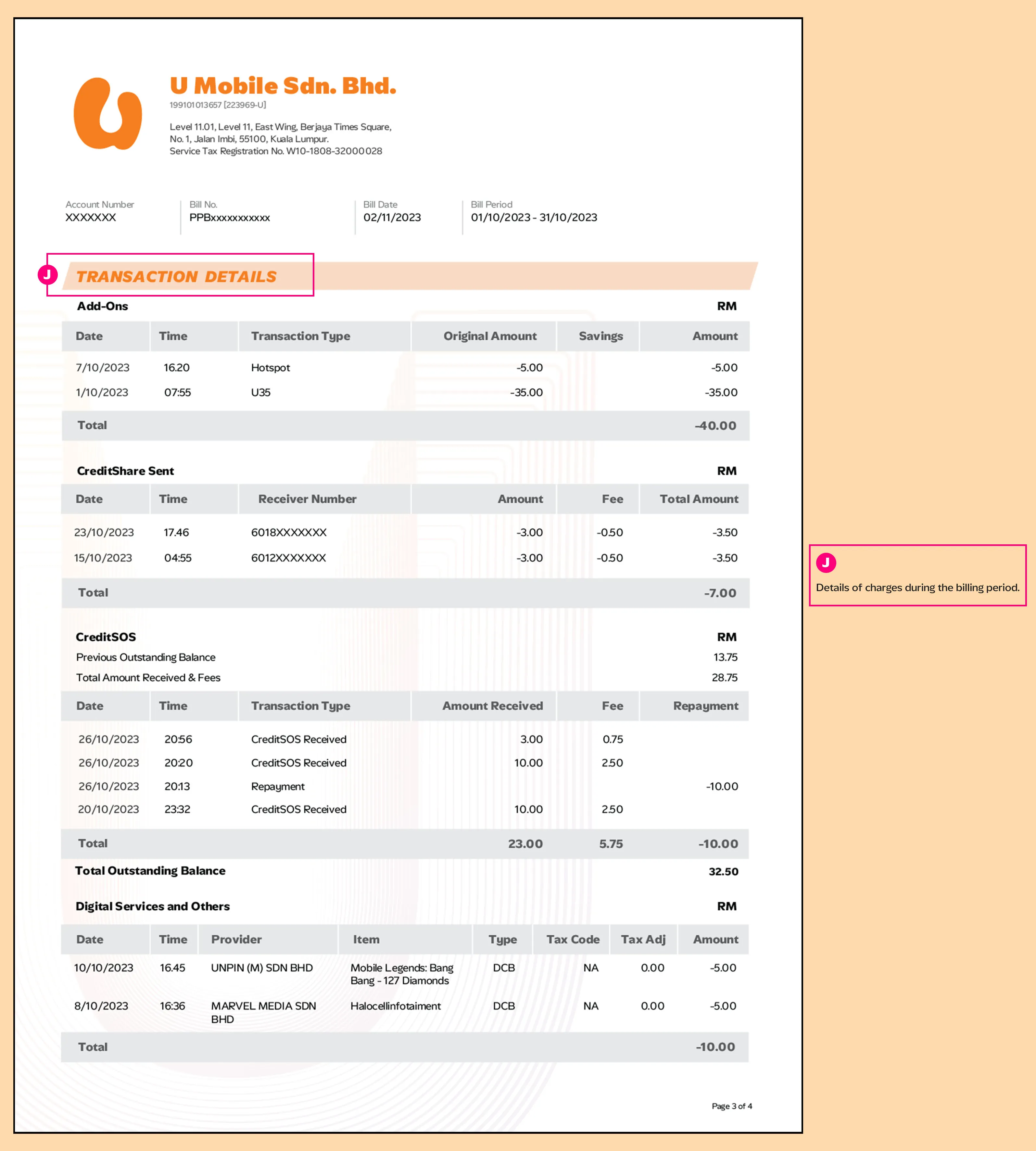 Prepaid Preapaid Bill Statment 3 Image U Mobile
