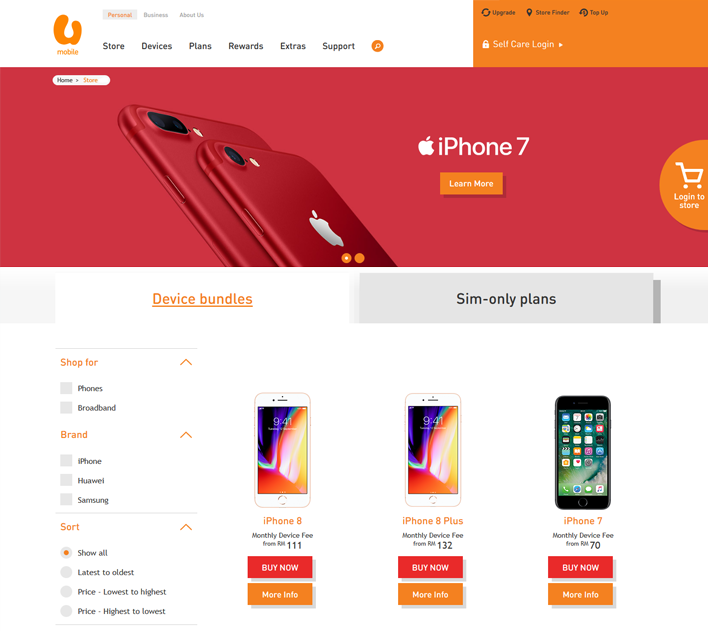 online store landing