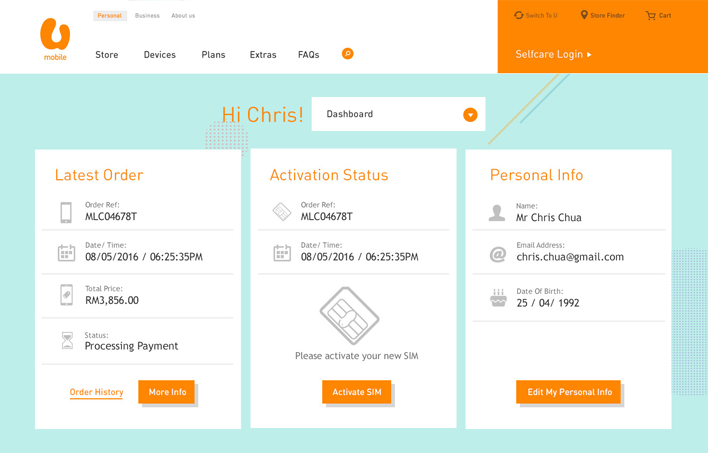 online store sim activation