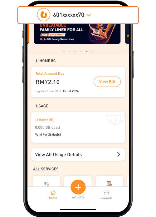Support Switch between Account Step 1 Image U Mobile